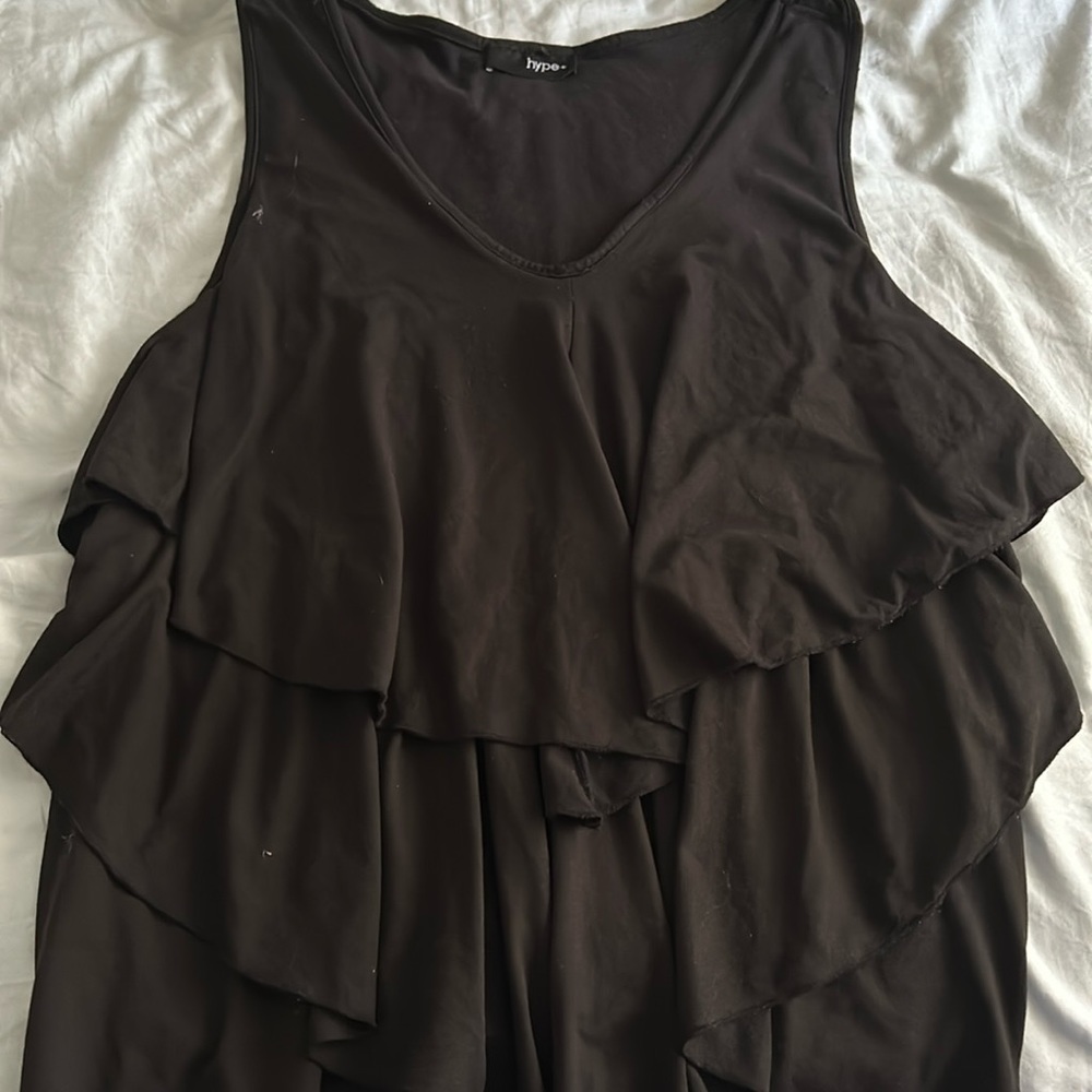 Modern Ruffle Tank Blouse (Size L/XL) (Black)